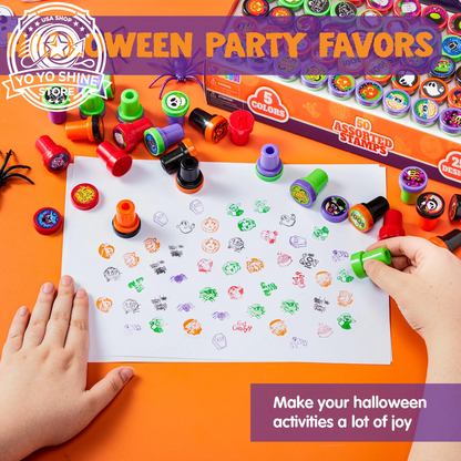 50 Pcs Halloween Assorted Stamps for Kids,Halloween Stampers Halloween Stuff Halloween Goodies Bags Prizes,Halloween Toys for Trick or Treaters Gift,Halloween Party Favor