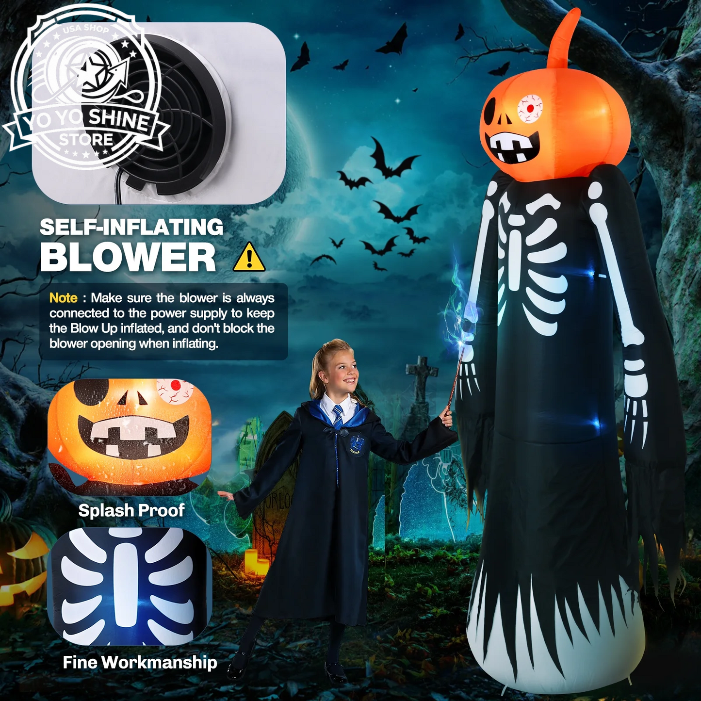 9FT Halloween Inflatables Decorations, Large Halloween Decorations Outdoor Halloween Yard Inflatables