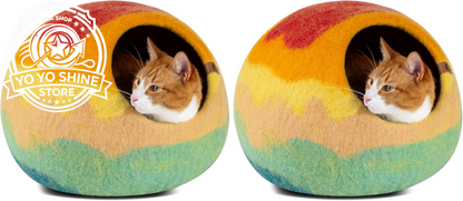 Cat Cave - Merino Wool Bed for Indoor Cats (Light Gray, Medium)