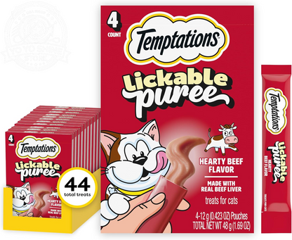 Creamy Puree Lickable Cat Treats, Beef Liver & Cheese, 24 Count