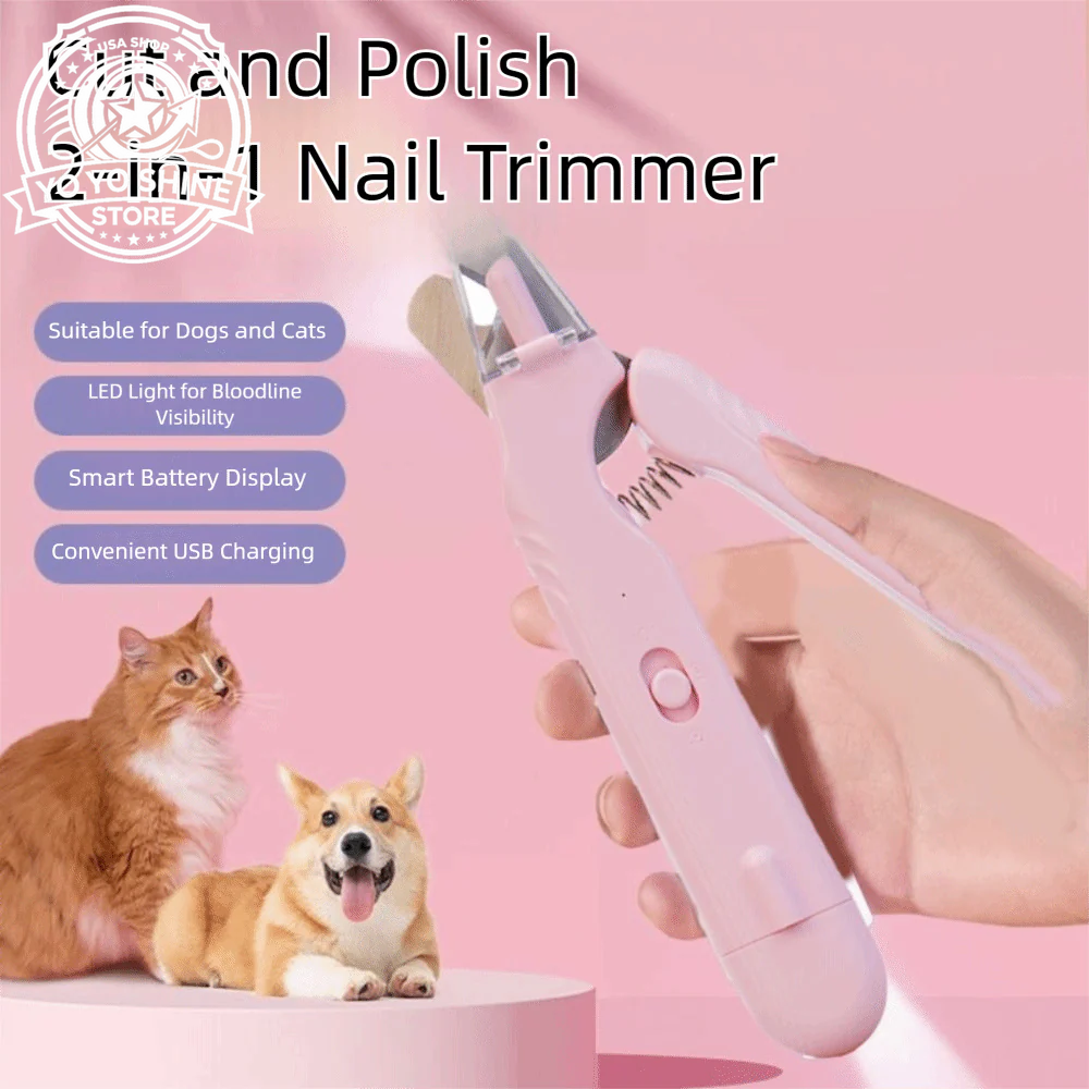 2 in 1 Pet Nail Clippers with Led Light Dog Cat Special Blood Line Scissors Multifunction Animals Paw Nail Trimmer Pet Supplies