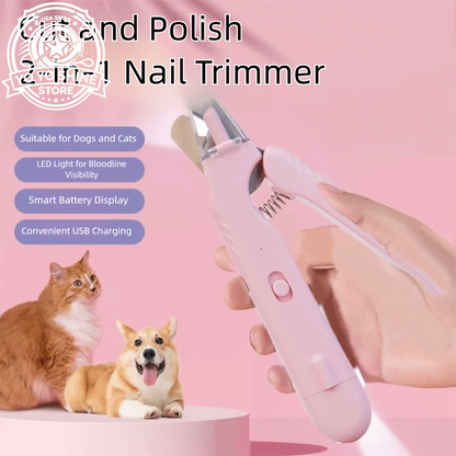 2 in 1 Pet Nail Clippers with Led Light Dog Cat Special Blood Line Scissors Multifunction Animals Paw Nail Trimmer Pet Supplies