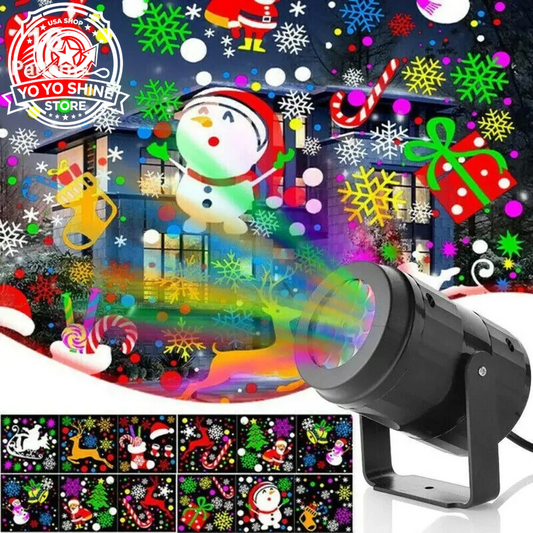 Christmas Party Lights Snowflake Projector Light Led Stage Light Rotating Xmas Pattern Outdoor Holiday Lighting Garden Christmas Decor
