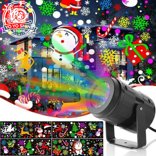 Christmas Party Lights Snowflake Projector Light Led Stage Light Rotating Xmas Pattern Outdoor Holiday Lighting Garden Christmas Decor
