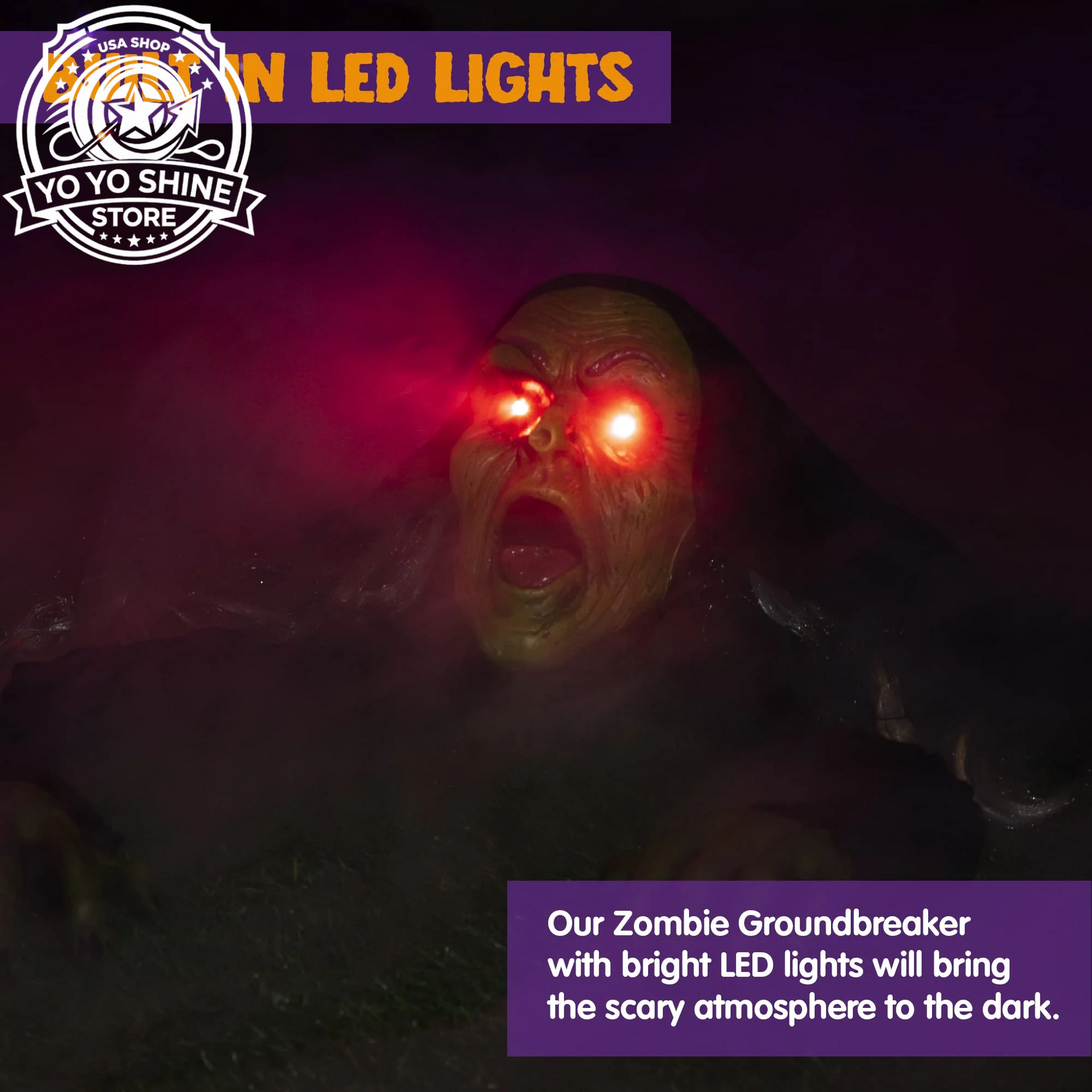 Halloween Groundbreaker Halloween Decorations Zombie with Sound and Flashing Eyes,Outdoor Scary Halloween Yard Decorations