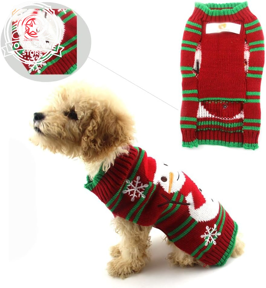 Dog Snow Sweater - Snowman Holiday Pet Clothes for Small Dogs and Cats - Christmas Xmas New Year (Snowman, M)