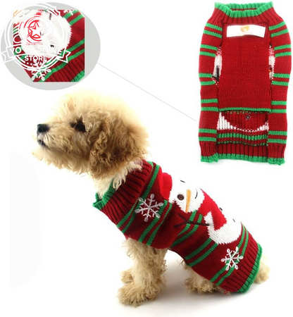 Dog Snow Sweater - Snowman Holiday Pet Clothes for Small Dogs and Cats - Christmas Xmas New Year (Snowman, M)