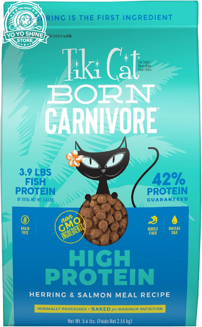 Tiki Cat Born Carnivore Dry Cat Food, Herring & Salmon Meal, 11.1 Lbs. Bag