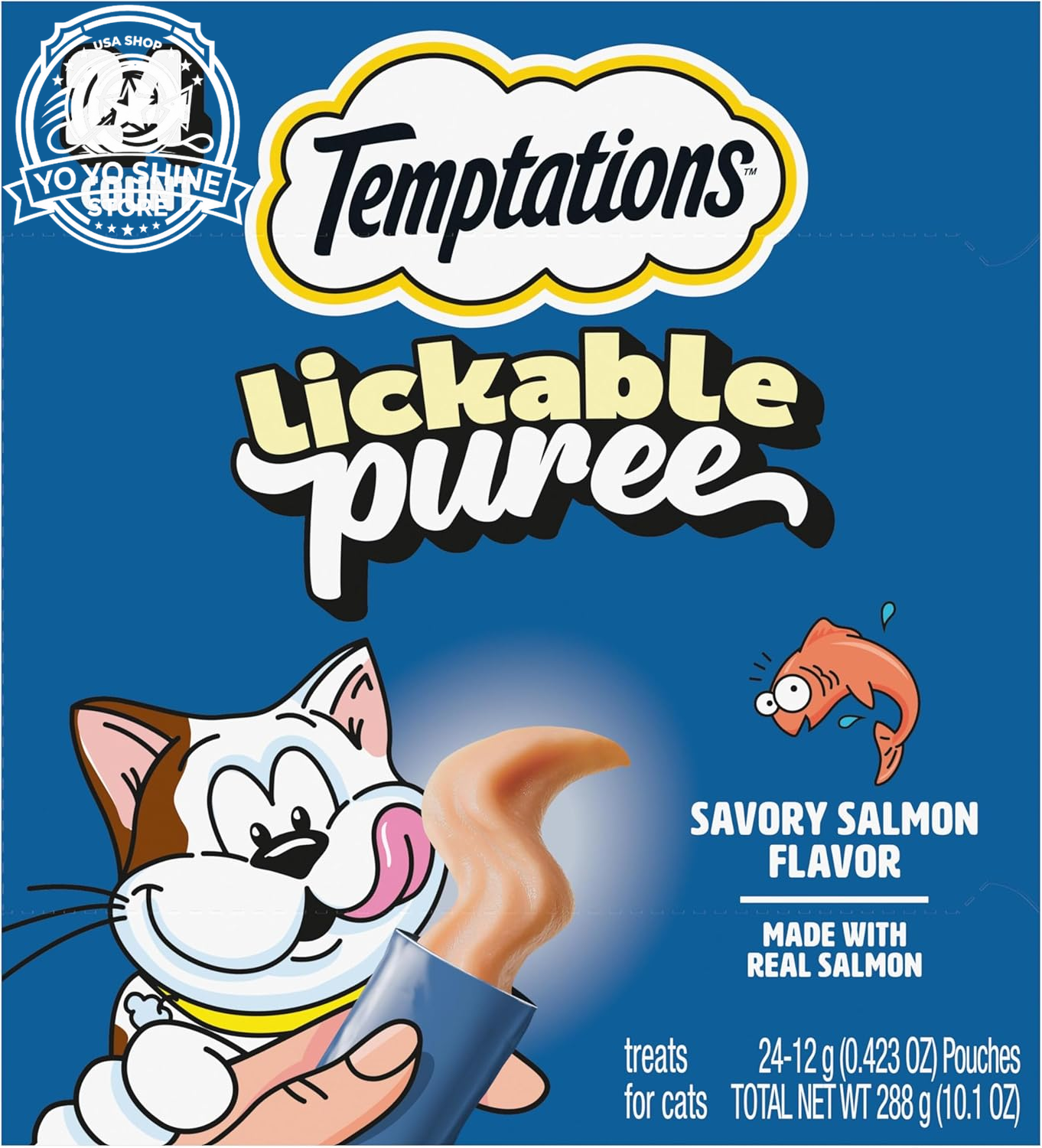 Creamy Puree Lickable Cat Treats, Salmon, 24 Count