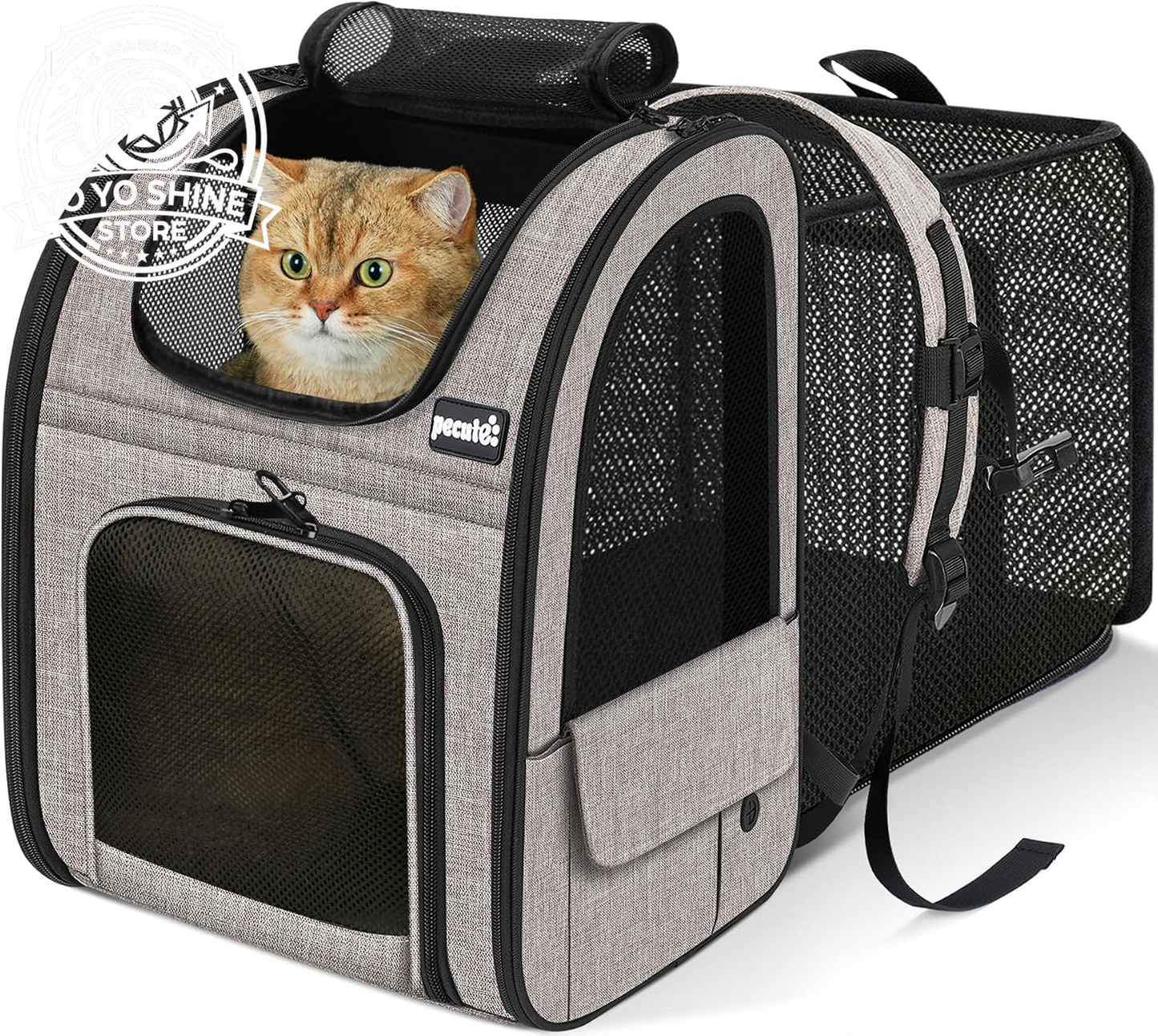 Cat Backpack Expandable, Cat Backpack for Cat with Breathable Window