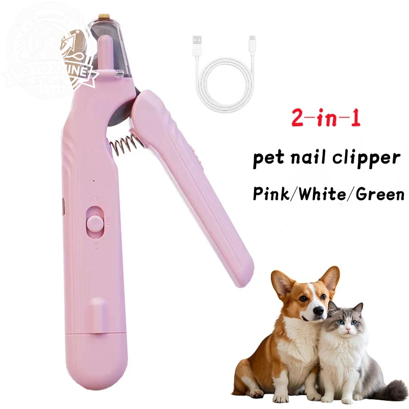 2 in 1 Pet Nail Clippers with Led Light Dog Cat Special Blood Line Scissors Multifunction Animals Paw Nail Trimmer Pet Supplies