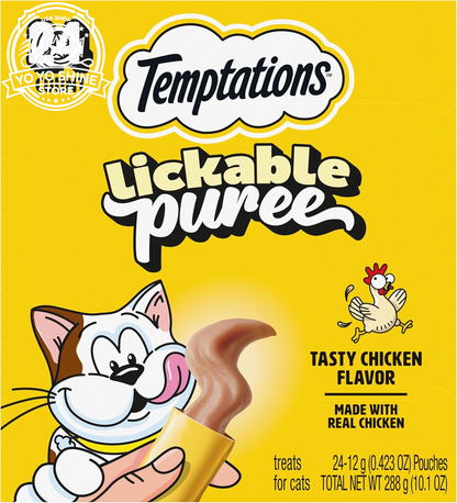 Creamy Puree Lickable Cat Treats, Beef Liver & Cheese, 24 Count