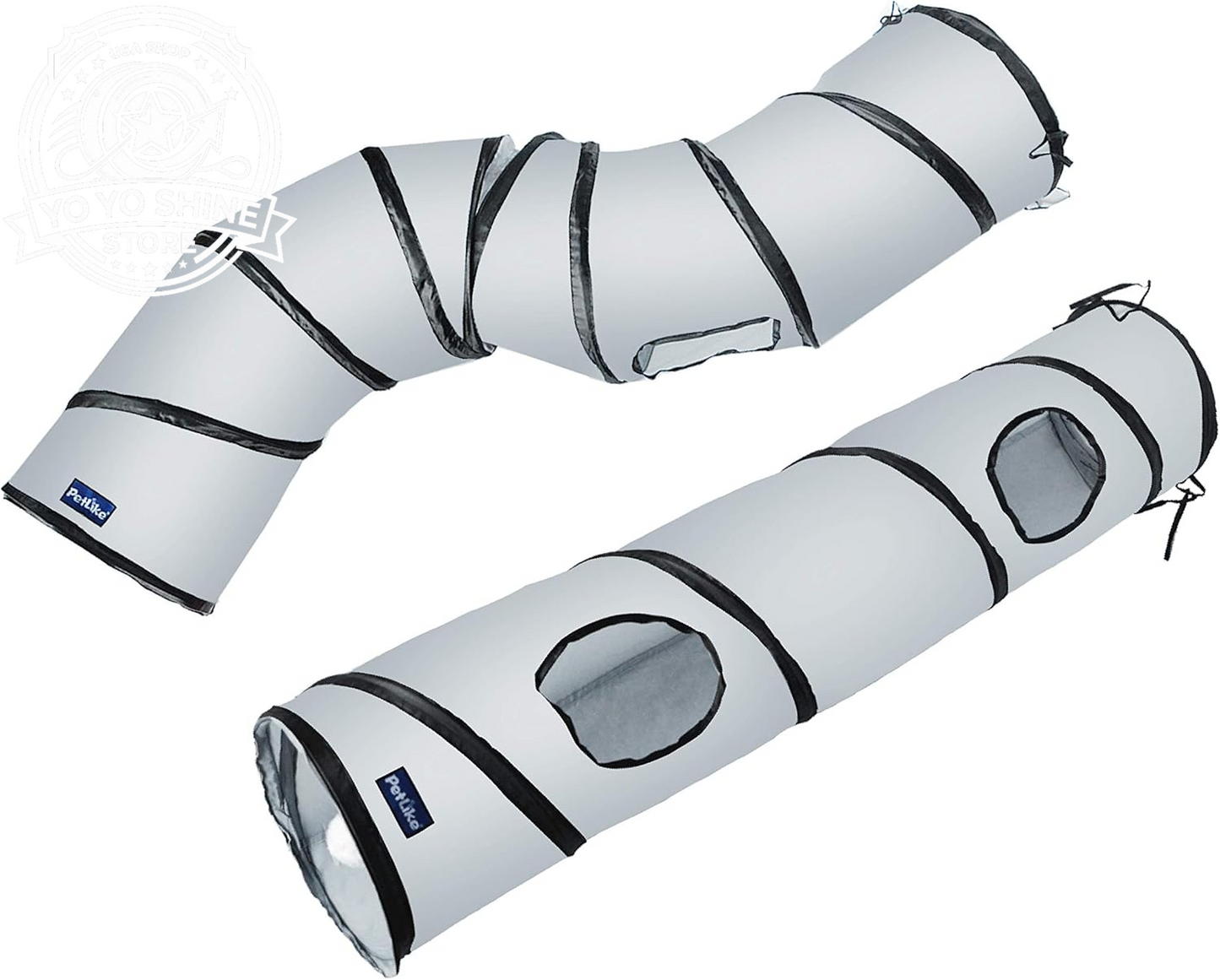 S Cat Tunnel Collapsible Pop-Up Pet Tube Hideaway Play Toy with Ball (1 Way, Black)