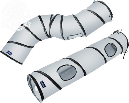 S Cat Tunnel Collapsible Pop-Up Pet Tube Hideaway Play Toy with Ball (1 Way, Black)