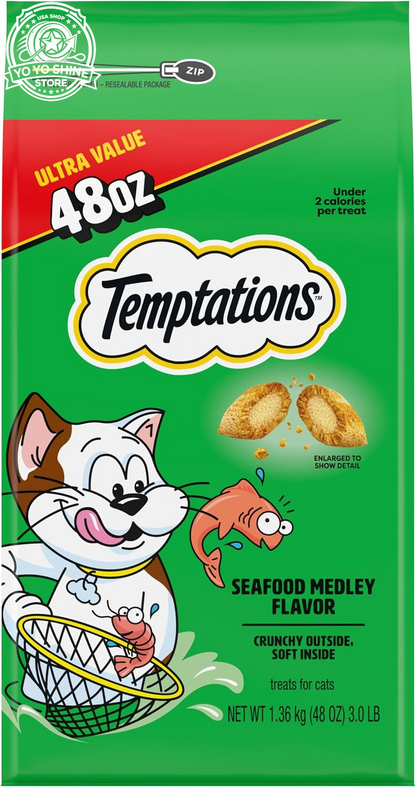 Classic Crunchy and Soft Cat Treats, Seafood Medley, 30 Oz