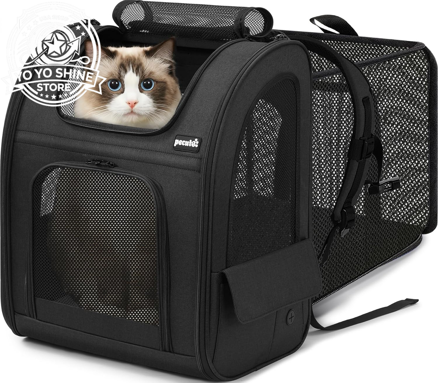 Cat Backpack Expandable, Cat Backpack for Cat with Breathable Window