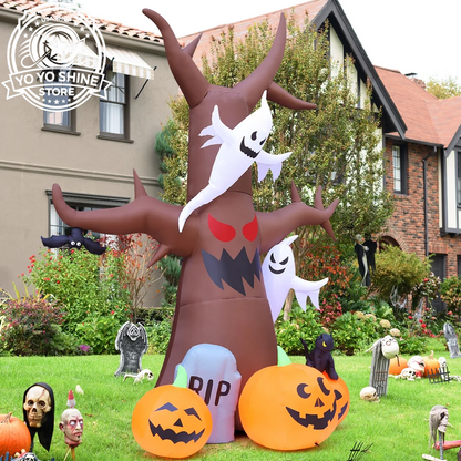 Halloween Inflatable 11.8 FT Inflatable Halloween Tree, Halloween Inflatable Tree Scary Halloween Blow up Tree with LED Lights, Outdoor Halloween Decorations Clearance for Halloween/Holiday