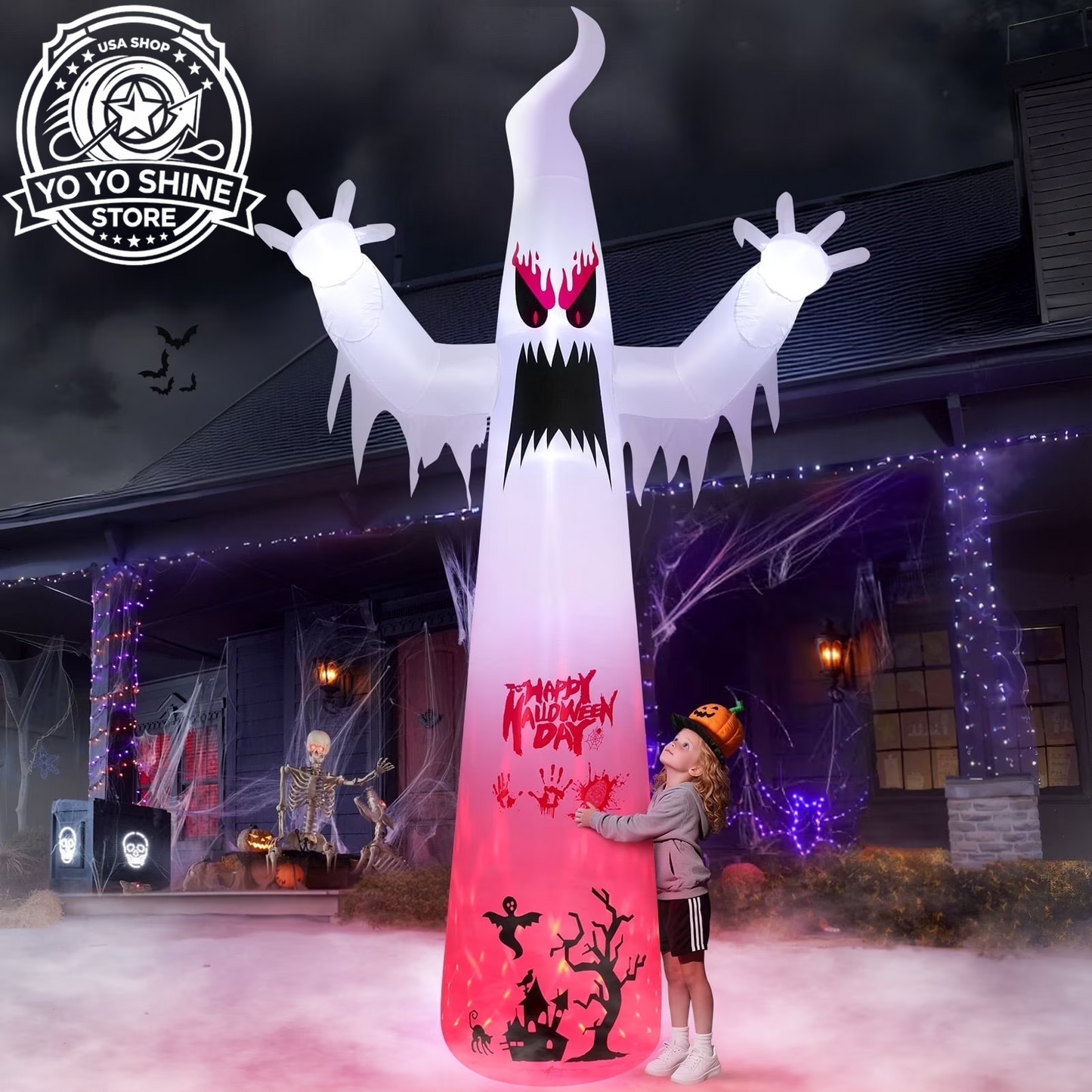 9FT Halloween Inflatables Decorations, Large Halloween Decorations Outdoor Halloween Yard Inflatables