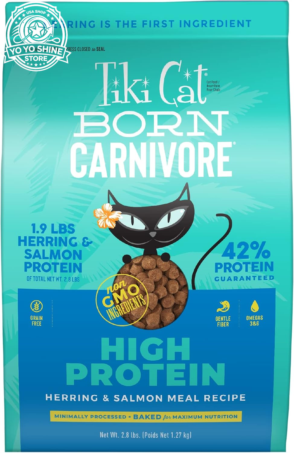 Tiki Cat Born Carnivore Dry Cat Food, Herring & Salmon Meal, 11.1 Lbs. Bag
