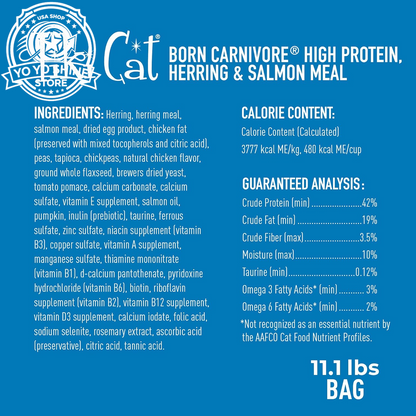 Tiki Cat Born Carnivore Dry Cat Food, Herring & Salmon Meal, 11.1 Lbs. Bag
