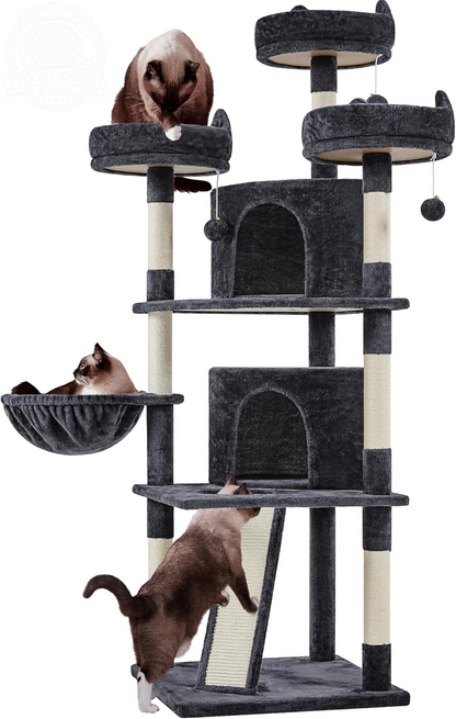 Yaheetech 69In Cat Tree Tower, 2 Condos, Scratching Posts & Cat-Ear Perches