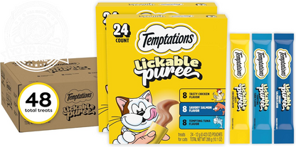 Creamy Puree Lickable Cat Treats, Beef Liver & Cheese, 24 Count