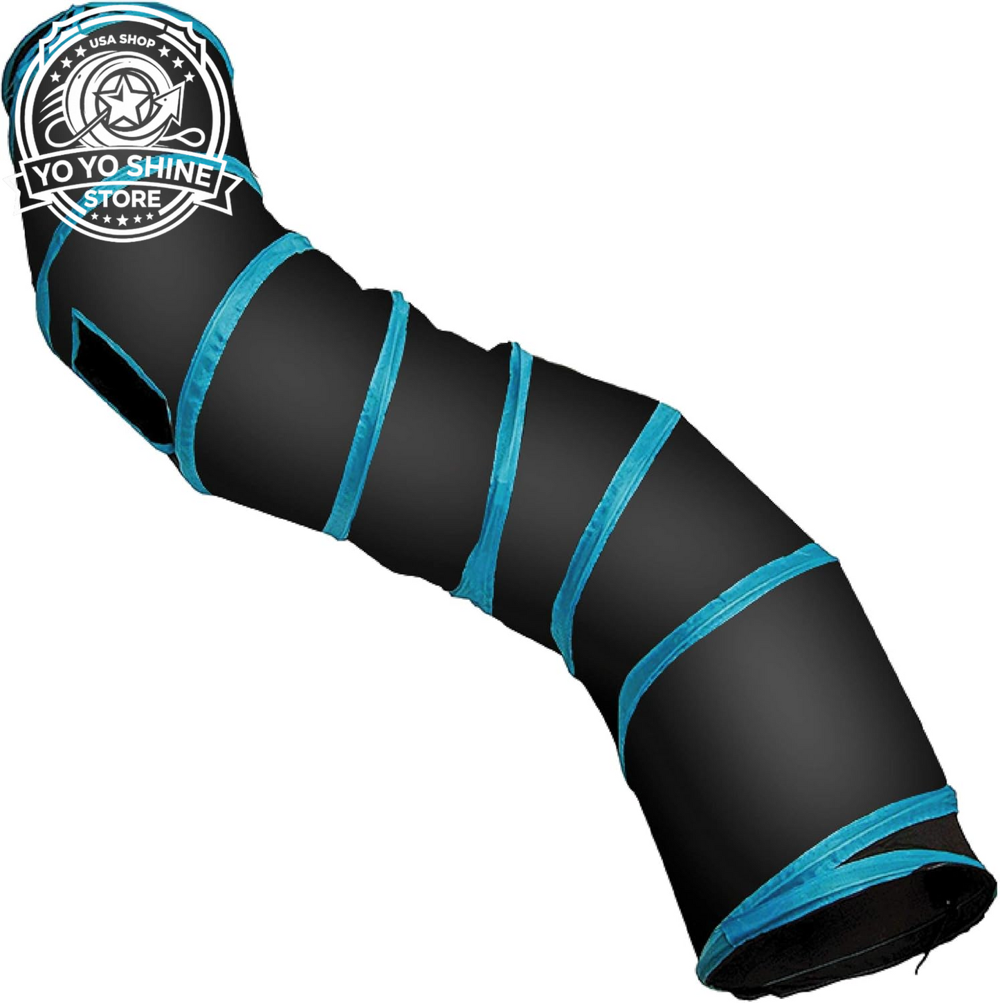 S Cat Tunnel Collapsible Pop-Up Pet Tube Hideaway Play Toy with Ball (1 Way, Black)
