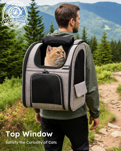 Cat Backpack Expandable, Cat Backpack for Cat with Breathable Window