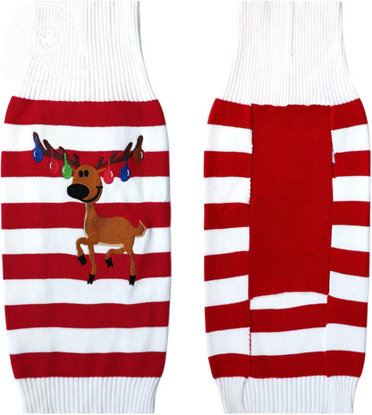 Dog Sweater Pet Christmas Elk Bells Sweaters Halloween Reindeer for Small Dog and Cat(Red,Xl)