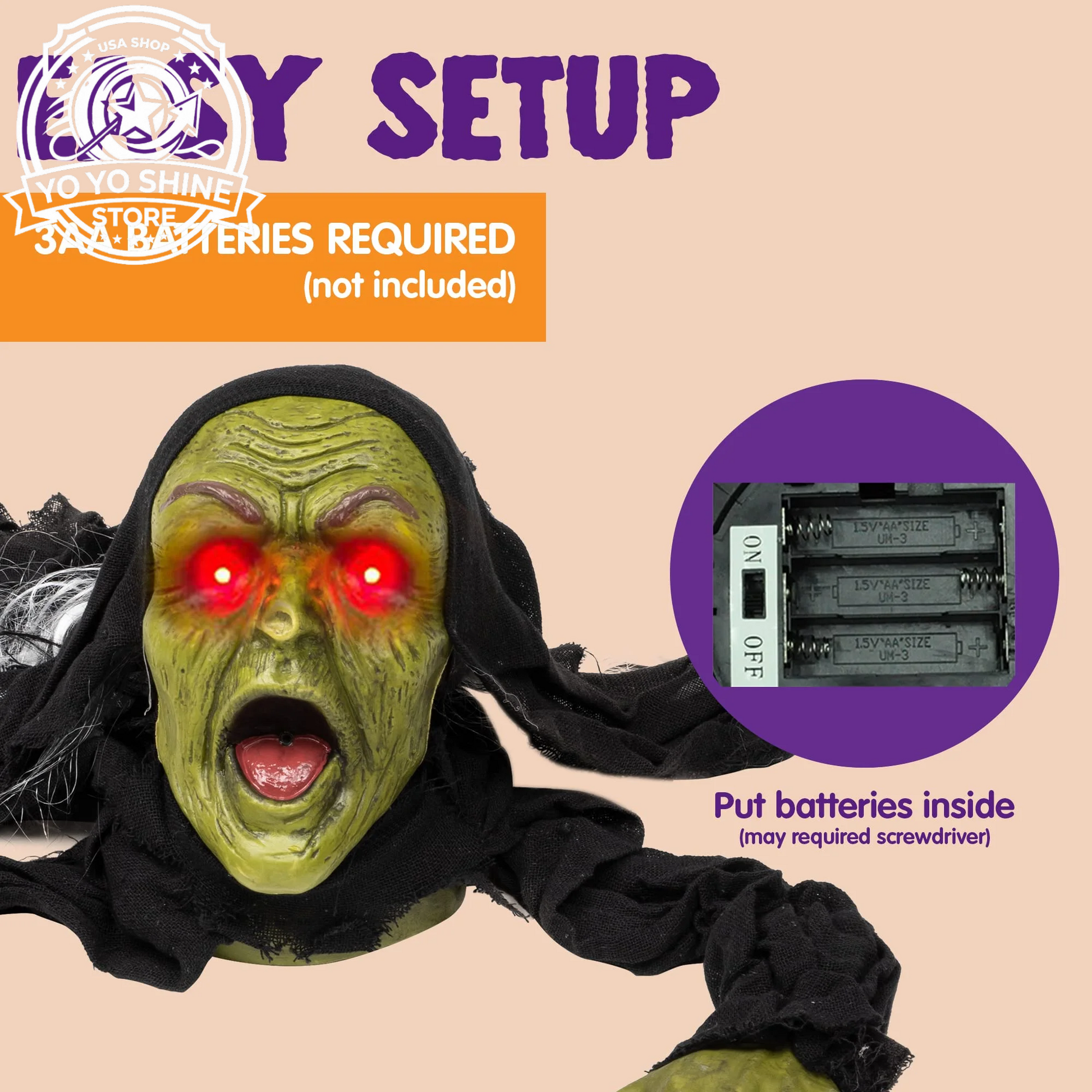 Halloween Groundbreaker Halloween Decorations Zombie with Sound and Flashing Eyes,Outdoor Scary Halloween Yard Decorations