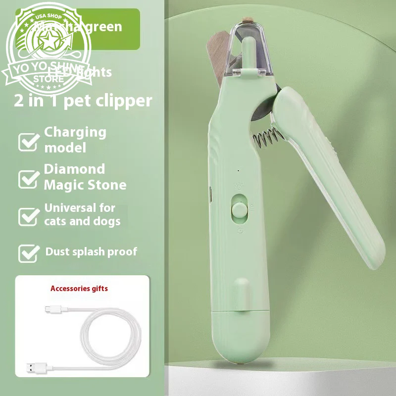 2 in 1 Pet Nail Clippers with Led Light Dog Cat Special Blood Line Scissors Multifunction Animals Paw Nail Trimmer Pet Supplies