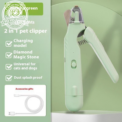 2 in 1 Pet Nail Clippers with Led Light Dog Cat Special Blood Line Scissors Multifunction Animals Paw Nail Trimmer Pet Supplies