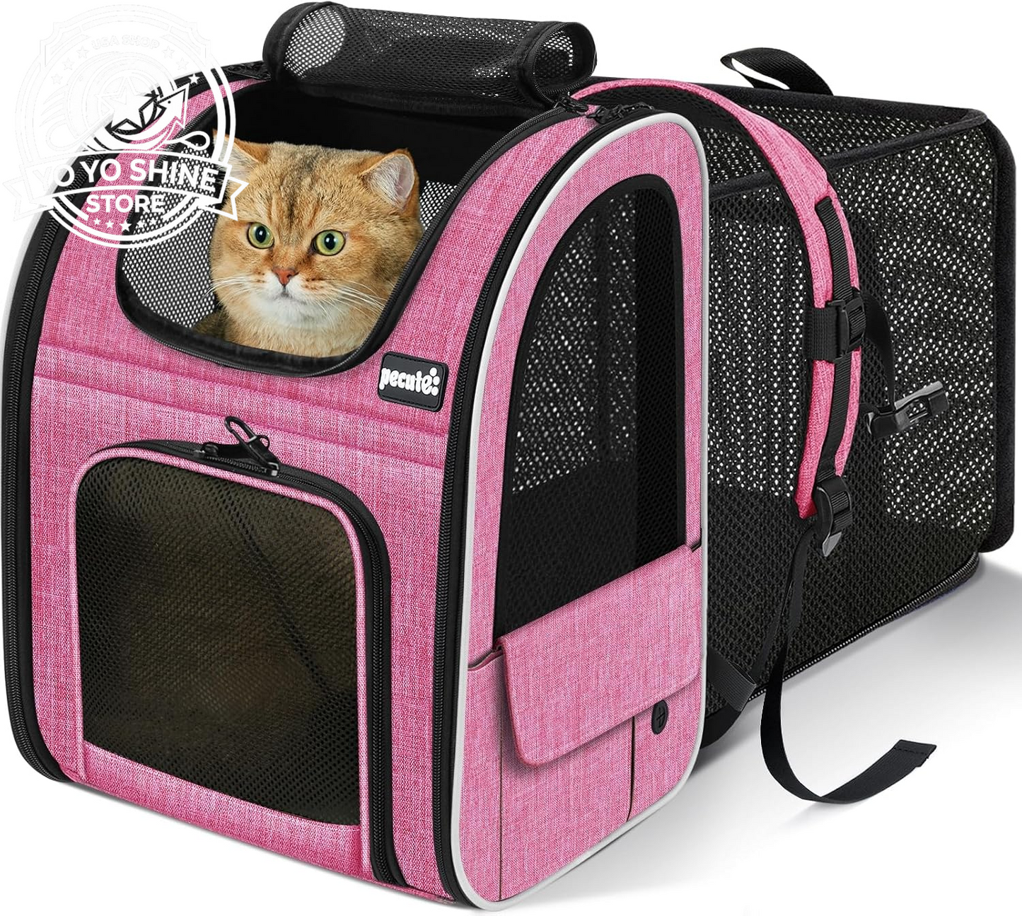 Cat Backpack Expandable, Cat Backpack for Cat with Breathable Window