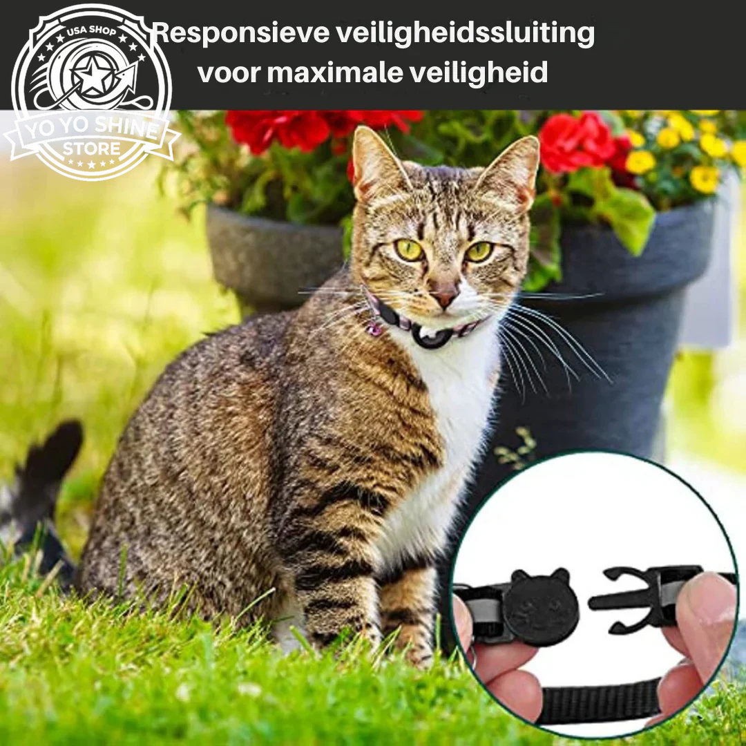 CAT GPS Tracking Collar with Quick-Release Fastener and Reflective Design for Improved Nighttime Visibility