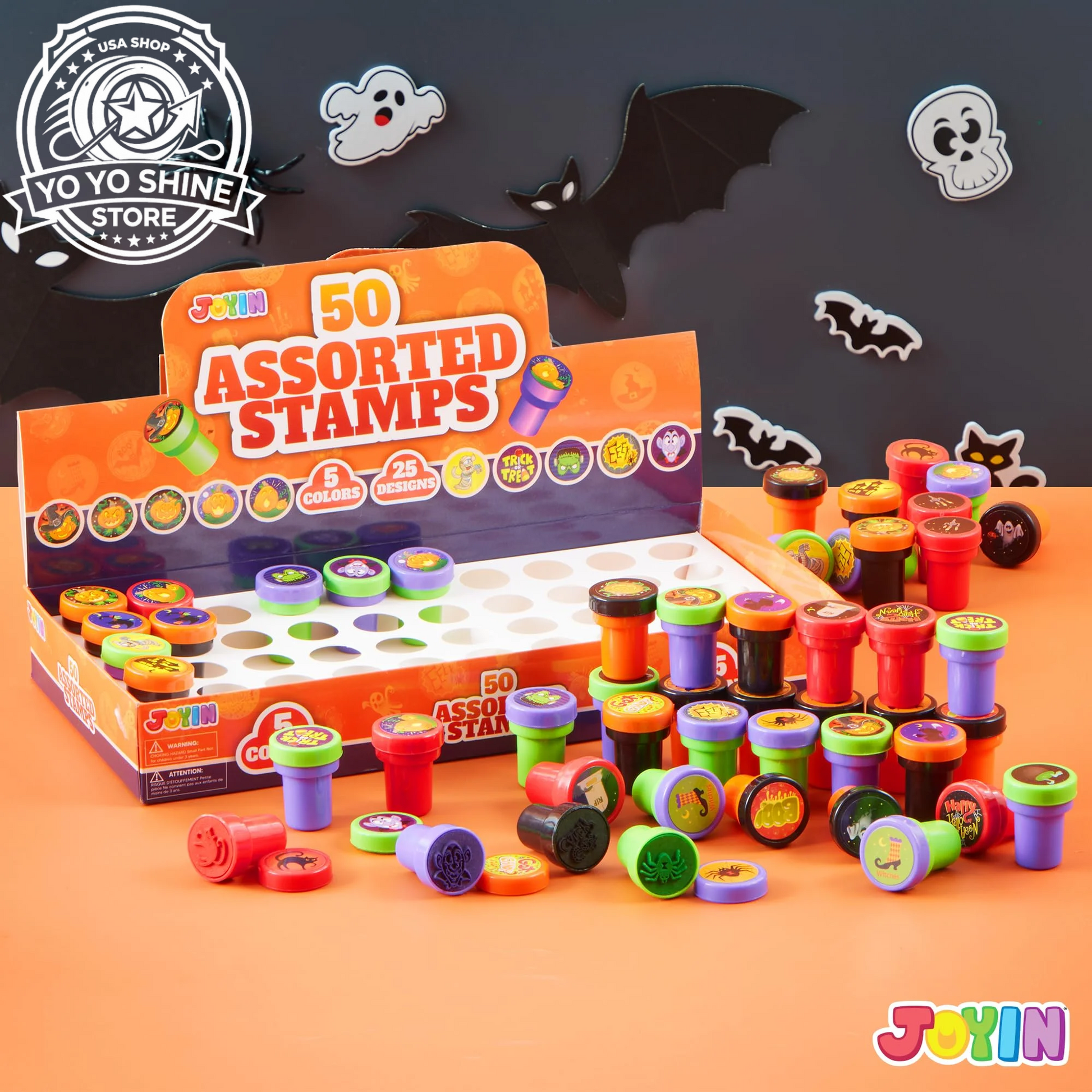 50 Pcs Halloween Assorted Stamps for Kids,Halloween Stampers Halloween Stuff Halloween Goodies Bags Prizes,Halloween Toys for Trick or Treaters Gift,Halloween Party Favor