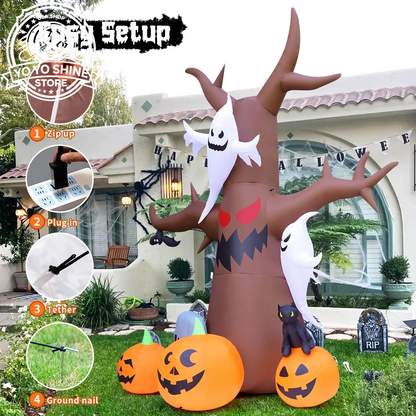 Halloween Inflatable 11.8 FT Inflatable Halloween Tree, Halloween Inflatable Tree Scary Halloween Blow up Tree with LED Lights, Outdoor Halloween Decorations Clearance for Halloween/Holiday