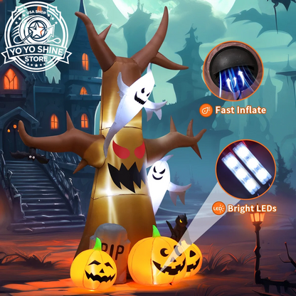 Halloween Inflatable 11.8 FT Inflatable Halloween Tree, Halloween Inflatable Tree Scary Halloween Blow up Tree with LED Lights, Outdoor Halloween Decorations Clearance for Halloween/Holiday
