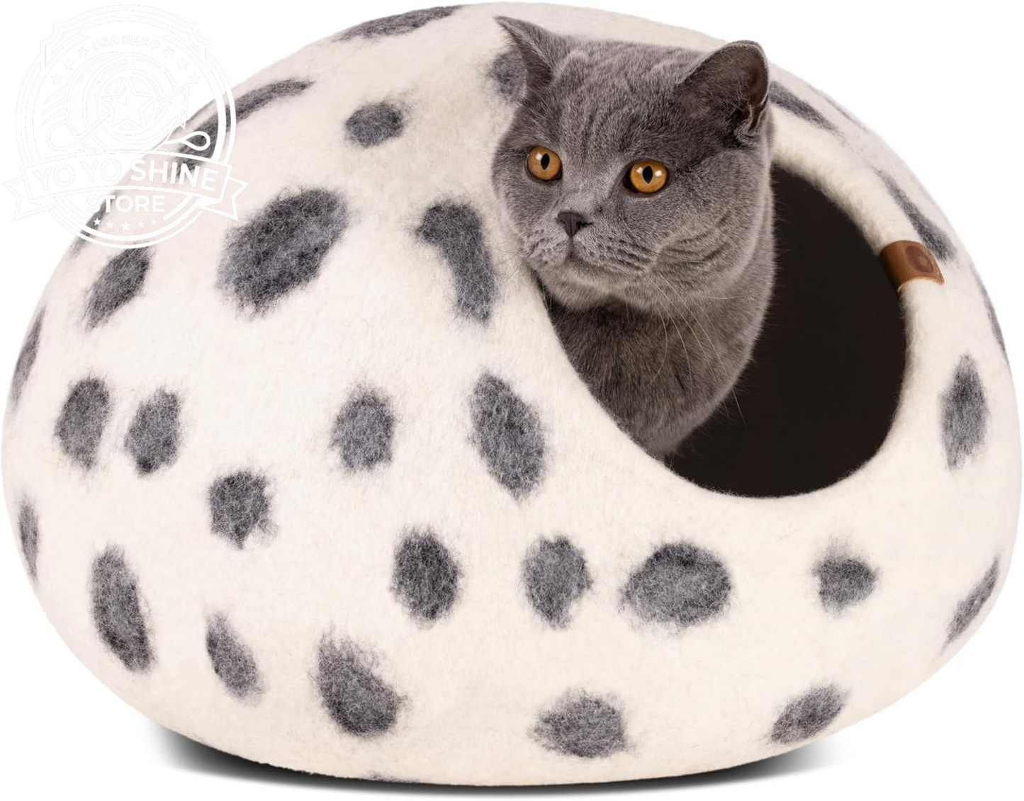 Cat Cave - Merino Wool Bed for Indoor Cats (Light Gray, Medium)