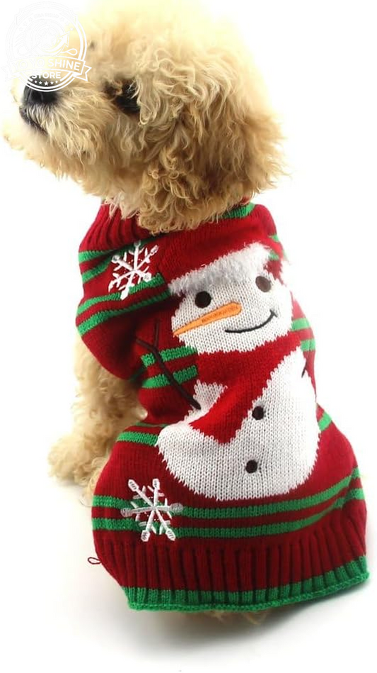 Dog Snow Sweater - Snowman Holiday Pet Clothes for Small Dogs and Cats - Christmas Xmas New Year (Snowman, M)