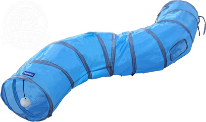 S Cat Tunnel Collapsible Pop-Up Pet Tube Hideaway Play Toy with Ball (1 Way, Black)