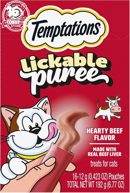 Creamy Puree Lickable Cat Treats, Beef Liver & Cheese, 24 Count