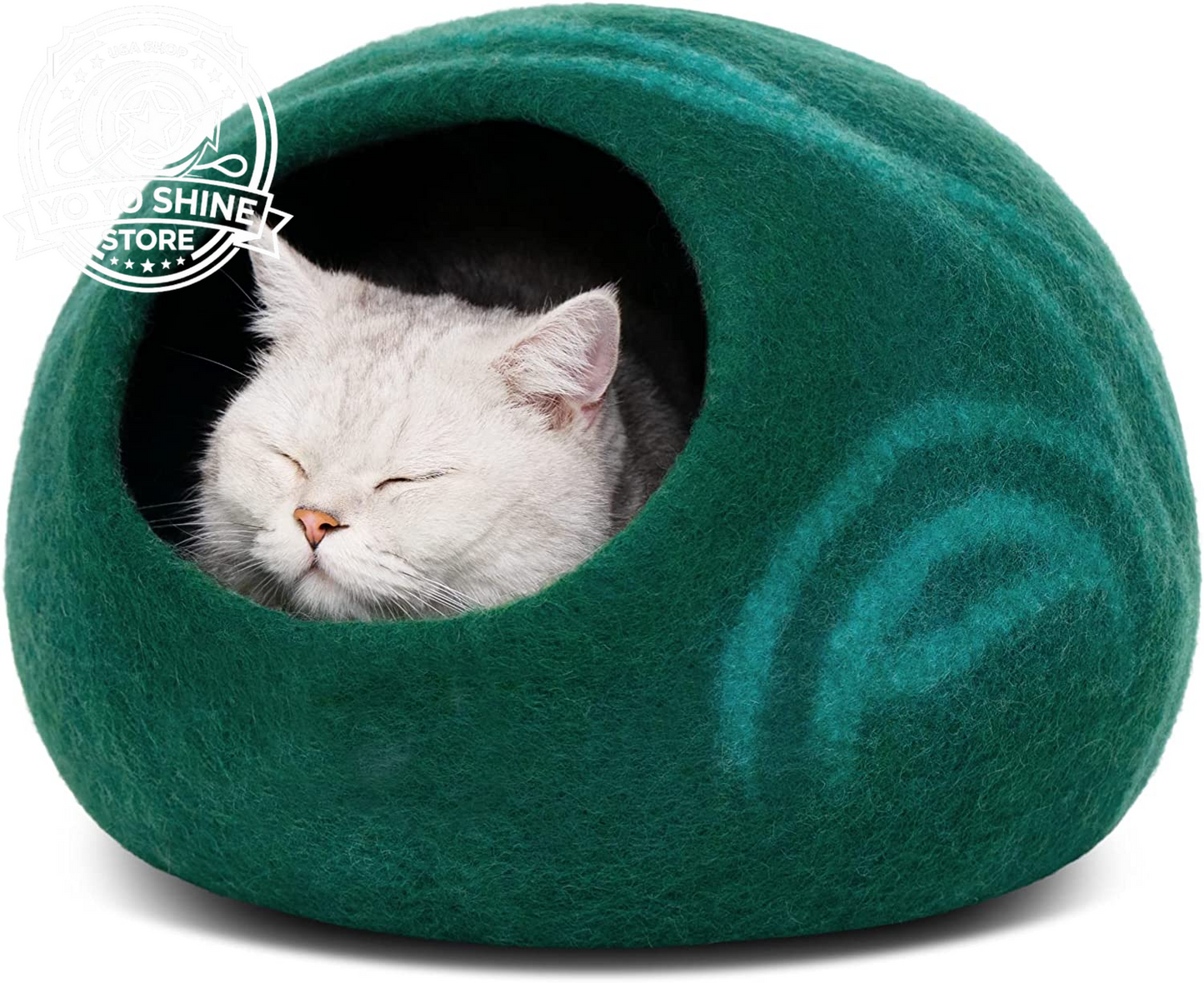 Cat Cave - Merino Wool Bed for Indoor Cats (Light Gray, Medium)