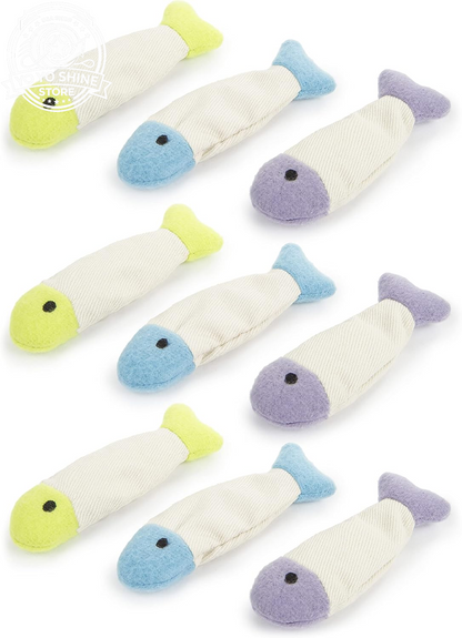 (3 Count) Fish Flop Crinkle Catnip Cat Toys - Multi Color, 3 Count