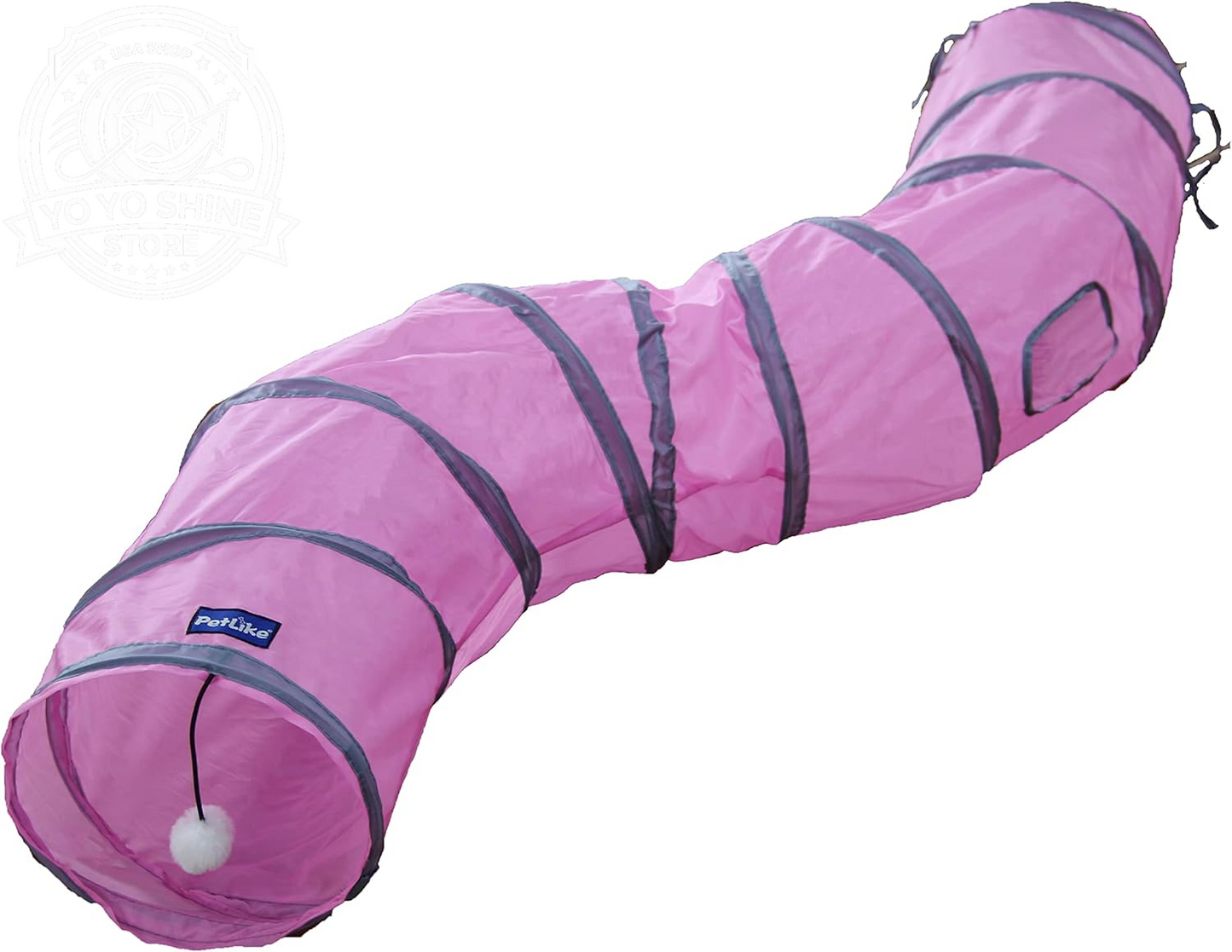 S Cat Tunnel Collapsible Pop-Up Pet Tube Hideaway Play Toy with Ball (1 Way, Black)