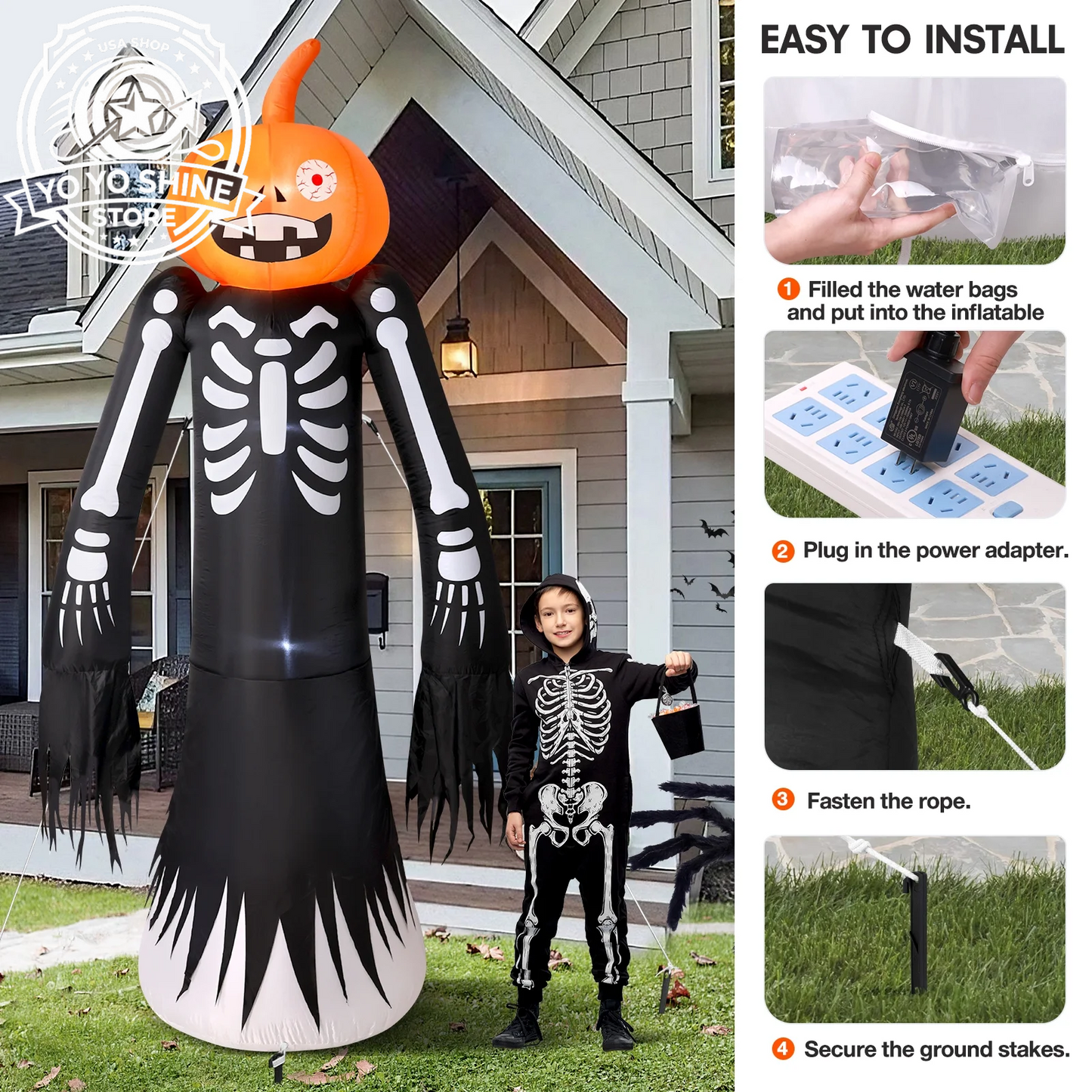 9FT Halloween Inflatables Decorations, Large Halloween Decorations Outdoor Halloween Yard Inflatables