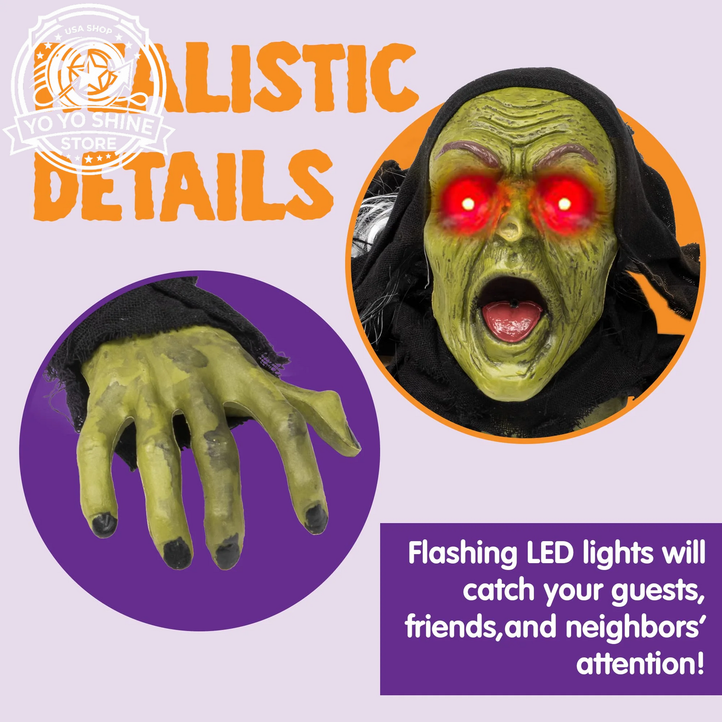 Halloween Groundbreaker Halloween Decorations Zombie with Sound and Flashing Eyes,Outdoor Scary Halloween Yard Decorations