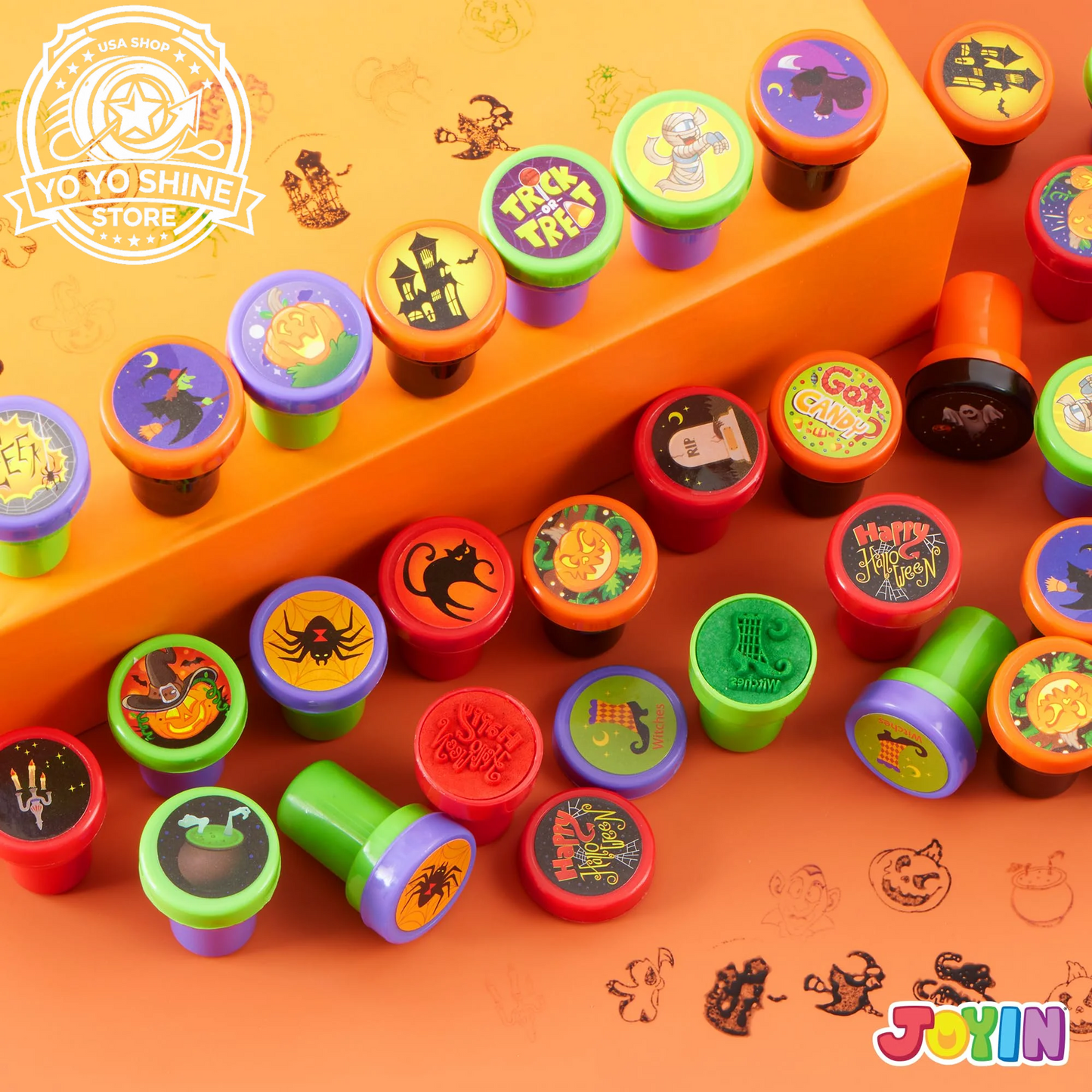 50 Pcs Halloween Assorted Stamps for Kids,Halloween Stampers Halloween Stuff Halloween Goodies Bags Prizes,Halloween Toys for Trick or Treaters Gift,Halloween Party Favor