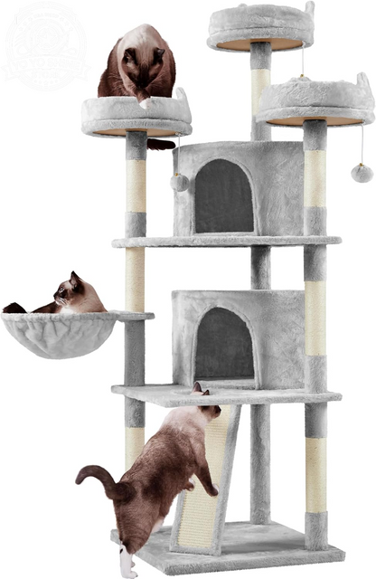 Yaheetech 69In Cat Tree Tower, 2 Condos, Scratching Posts & Cat-Ear Perches